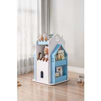 Living and Home 3-Tier Castle Rotating Bookshelf Storage Rack Organiser in Blue