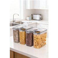 Living and Home 4Pcs 4L Plastic Dry Food Storage Container with Sealed Lid Rice Grain Cereal Box in Clear