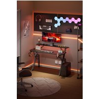 Living and Home 120 x 60 x 80cm Office Gaming Desk with LED Lights & Monitor Stand in Black | Size: 120 x 60 x 80 cm
