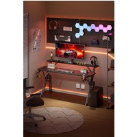 Living and Home 140*60*80cm Office Gaming Desk with LED Lights & Monitor Stand in Black