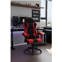 Living and Home High Back Gaming Office Chair with Footrest in Red