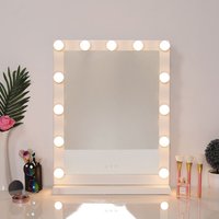 3 Color Lighted Hollywood Vanity Makeup Mirror in White