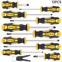 Living and Home 12-Piece Magnetic Screwdriver Set with Rubber Grip & Clear Storage Bottle