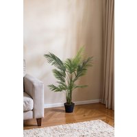 1.1m Artificial Palm in Black Plastic Pot Faux Plant for Home or Office in Green