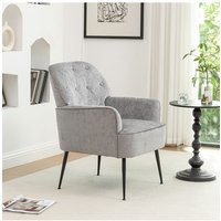Living and Home Modern Chenille Upholstered Leisure Chair in Grey