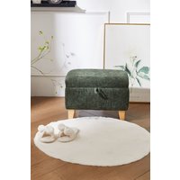 Living and Home Chenille Upholstered Storage Ottoman in Olive | Size: Small