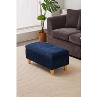 Living and Home Chenille Upholstered Storage Ottoman in Indigo | Size: Small