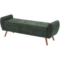 Living and Home Chenille Upholstered Storage Bench in Olive
