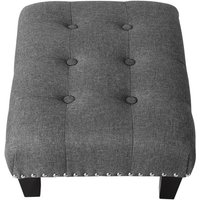 Living and Home Linen Upholstered Footstool in Dark Grey