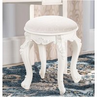 Living and Home Elegant Round Upholstered Dressing Makeup Stool for Vanity in Beige