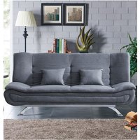 H&O Direct Versatile 2-Seater Linen Sofa Bed with Included Cushions in Grey