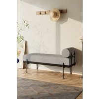 H&O Direct Upholstered Bench with Removable Cushion in Light Grey