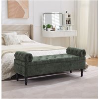 Living and Home Chenille Upholstered Storage Bench in Green