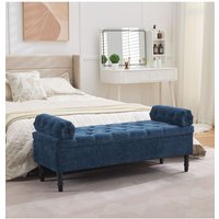Living and Home Chenille Upholstered Storage Bench in Blue
