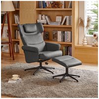 Living and Home Faux Leather Swivel Armchair with Footstool in Grey