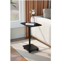 Living and Home Modern Minimalist C Shaped Side Table with Lockable Wheels in Black