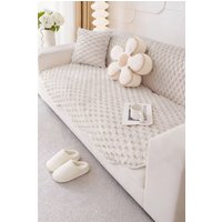 Living and Home Non-Slip Faux Plush Sofa Protector in Beige | Size: Extra Large