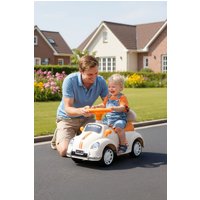 Living and Home Foot-Powered Ride-On Car with Stable Wheel in White