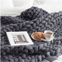 60x60cm Chunky Cable Knit Pouf Sofa Throw Reading Nook & Pet Nest 60x60 cm