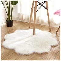 90cm Faux Wool Bay Window Cushion Plush Flower Shaped Floor Mat Sofa & Bedside cm diameter