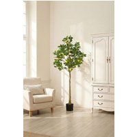 Living and Home 1.58m Artificial Lemon Tree Potted Plant Home Decor for Living Room, Hallway & Balcony in Green