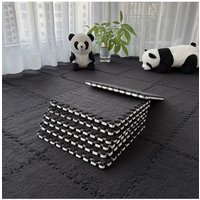 Living and Home 12Pcs Interlocking Plush EVA Floor Tiles DIY Mix & Match Colours for Stylish Look in Black