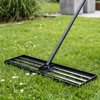 Living and Home Lawn Levelling Rake with 213cm Stainless Steel Handle in Black