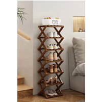 Living and Home 9/8/7/6 Tier Bamboo Folding Shoe Rack Shoe Storage Organiser in Turquoise | Size: Medium