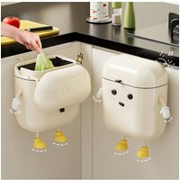 Living and Home 12L/9L Cute Hanging Rubbish Bin Dustbin Trash Can with Lid in Cream | Size: Large