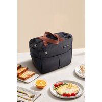 Living and Home 6.5L Multi-Grid Portable Insulated Lunch Tote Bag with Adjustable Shoulder Strap in Black