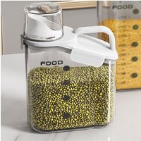 Living and Home 2L Dry Food Airtight Cereal Grain Storage Container with Measuring Cup in White
