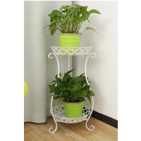 Living and Home 2 Tier Tall Vintage Metal Plant Stand Flower Holder Plant Pot Rack in White