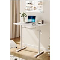 Living and Home 80 x 60 x 90cm Manual Height-Adjustable Office Desk in White | Size: 80 x 60 x 90 cm