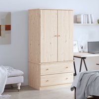 Berkfield Home Wardrobe ALTA 90x55x170 cm Solid Wood Pine in Brown | Size: 90 x 55 x 170 cm