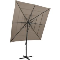 Berkfield Home 4-Tier Parasol with Aluminium Pole Taupe 250x250 cm in Beige