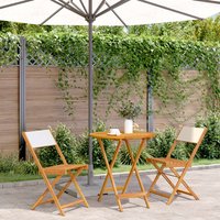 Berkfield Home 3 Piece Bistro Set Cream White Fabric & Solid Wood