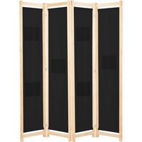 Berkfield Home 4-Panel Room Divider Black 160x170x4 cm Fabric | Size: 160 x 170 x 4 cm