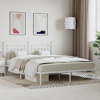 Berkfield Home Metal Bed Frame with Headboard White 180x200 cm Super King