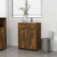 Berkfield Home Bathroom Cabinet Smoked Oak 60x33x80 cm Engineered Wood in Brown | Size: 60 x 33 x 80 cm