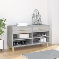 Berkfield Home Shoe Cabinet Grey Sonoma 102x35x55 cm Engineered Wood | Size: 102 x 35 x 55 cm