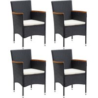 Berkfield Home Garden Dining Chairs 4 pcs Poly Rattan Black