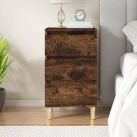 Berkfield Home Bedside Cabinet Smoked Oak 40x35x70 cm Engineered Wood in Brown | Size: 40 x 35 x 70 cm