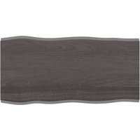 Berkfield Home Table Top Dark Grey 100x50x2 cm Treated Solid Wood Oak Live Edge in Brown | Size: 100 x 50 x 2 cm