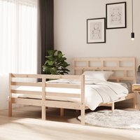 Berkfield Home Bed Frame 135x190 cm Double Solid Wood in Brown
