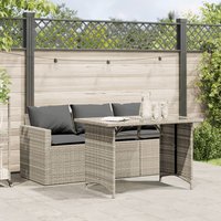 Berkfield Home 2 Piece Garden Dining Set with Cushions Light Grey Poly Rattan