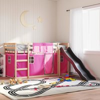 Berkfield Home Bunk Bed without Mattress with Slide & Curtains Pink 80x200 cm