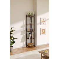 H&O Direct 5 Tier Corner Book Shelf Home Storage Display Rack in Brown