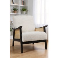 H&O Direct Mid Century Rattan Armchair in White
