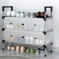 Living and Home 3-Layer Shoe Rack Entrance Shoe Cabinet Organizer with Dust Cover in White