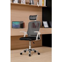Living and Home Swivel Office Chair with Headrest in White